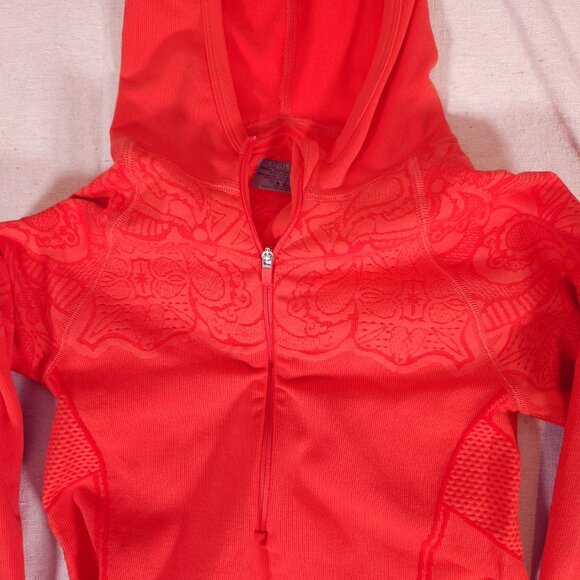 Athleta Twist Half Zip Hoodie Womens XS Orange Thumbholes Athleisure Pullover - Picture 7 of 13